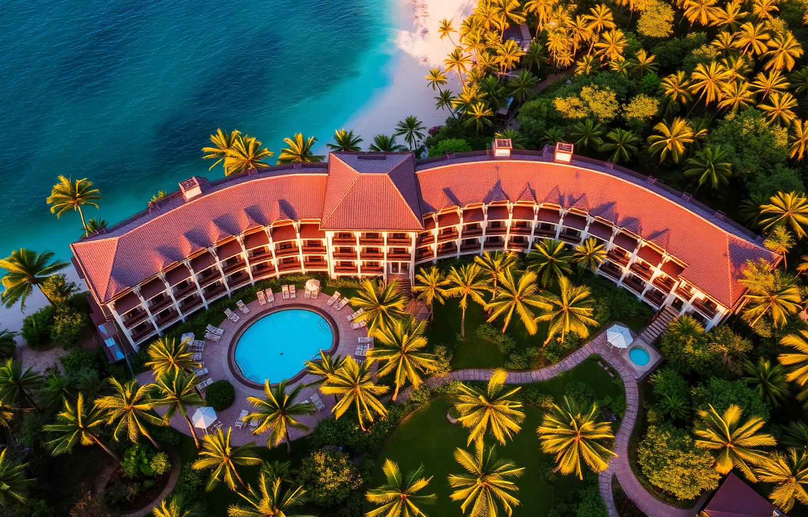 Resort à beira-mar visto de cima